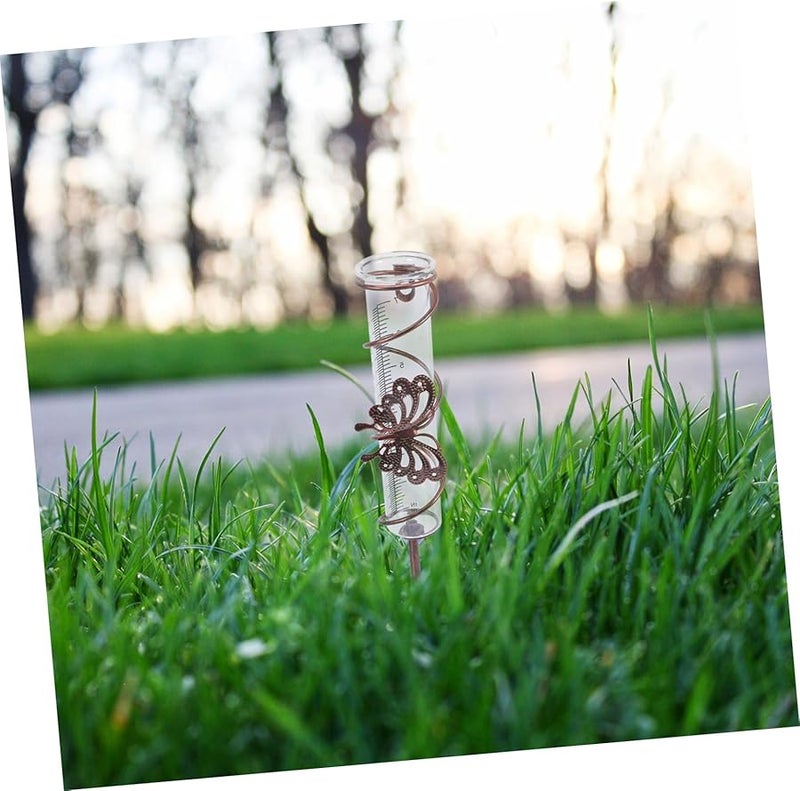 مقياس مطر حديقة معدني مع وتد، أنبوب زجاجي شفاف، أداة قياس هطول الأمطار سهلة القراءة - Image 5